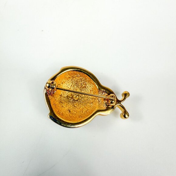 Swarovski Gold Tone Black Enamel and Clear Rhinestones Ladybug Ladybird Brooch - Picture 4 of 5